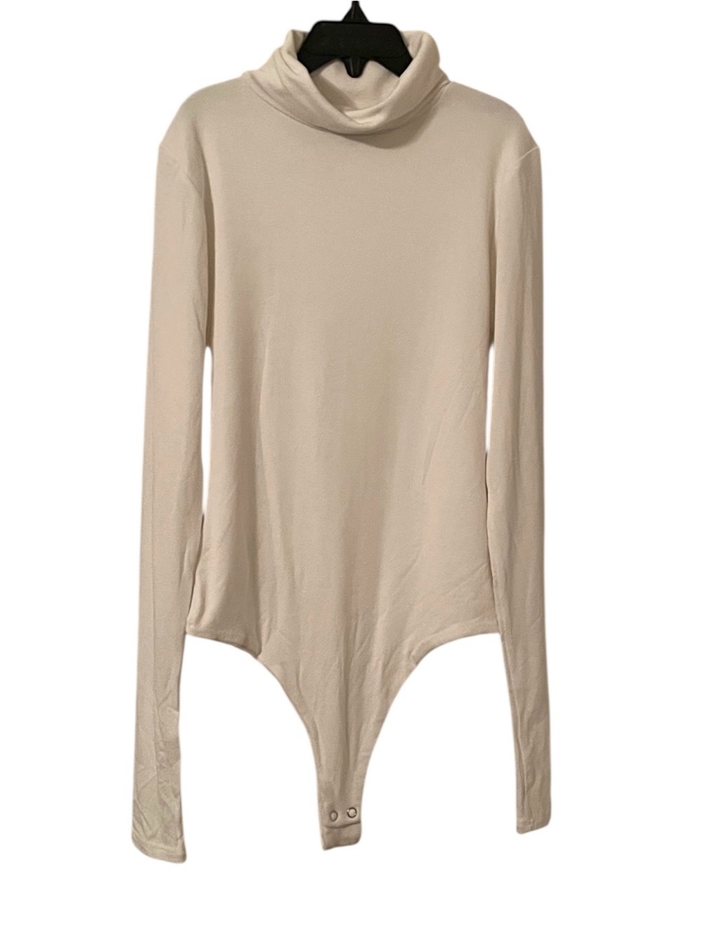 Naked Wardrobe Women's White Turtle Neck Long Sleeve High Wasted Bodysuit Size M